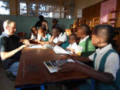Fergus interacting with some of our sponsored students.